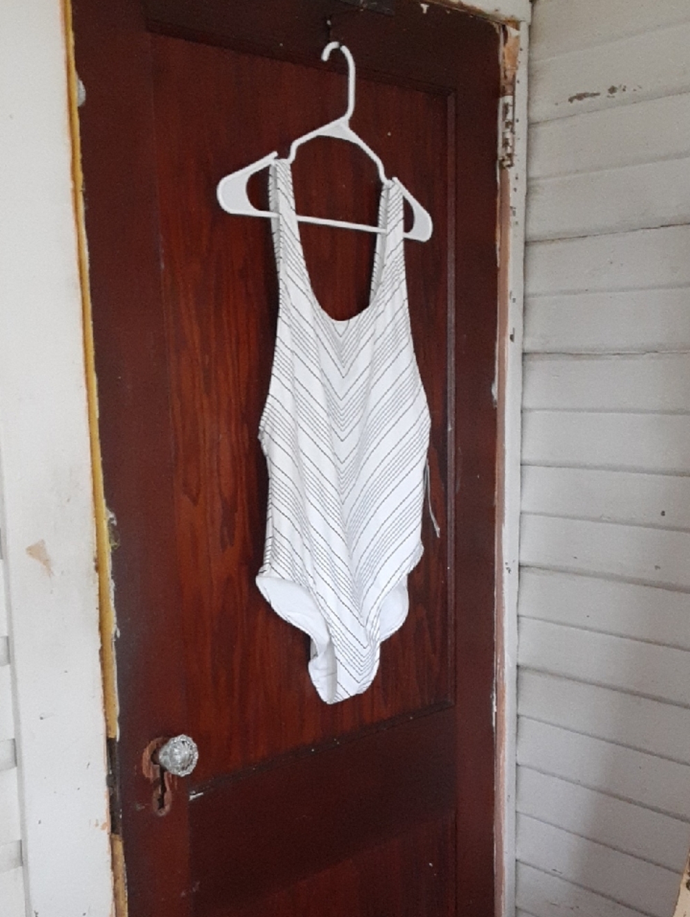 ATHLETA Striped One-Piece Swimsuit in White and Black